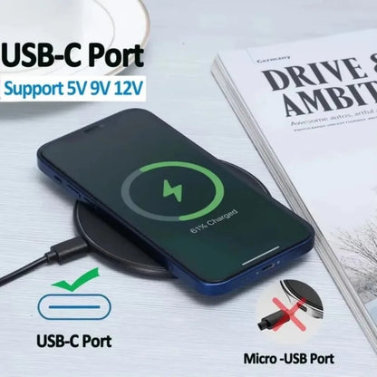 Wireless Charger Pad Fast Wireless Charging Station for Samsung Galaxy S25 S24 S23 S22 Xiaomi Iphone 17 16 15 14 13 12 Pro Max