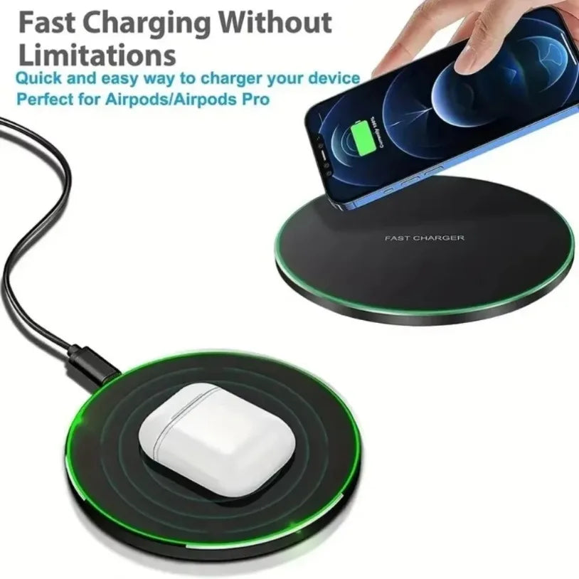 Wireless Charger Pad Fast Wireless Charging Station for Samsung Galaxy S25 S24 S23 S22 Xiaomi Iphone 17 16 15 14 13 12 Pro Max