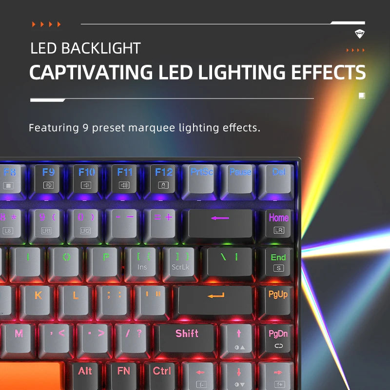 Machenike K500A-B84 Mechanical Keyboard 75% TKL Hot-Swappable Wired Gaming Keyboard 6-Color Backlit 84 Keys for PC Gamers Laptop