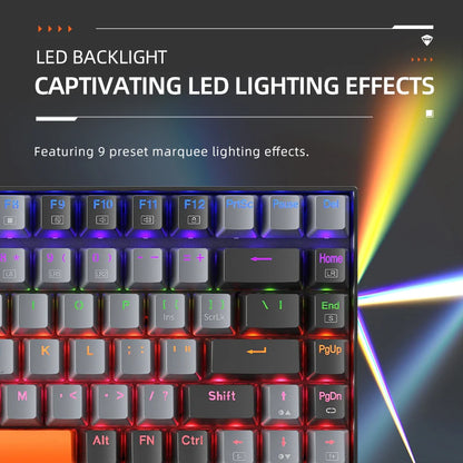 Machenike K500A-B84 Mechanical Keyboard 75% TKL Hot-Swappable Wired Gaming Keyboard 6-Color Backlit 84 Keys for PC Gamers Laptop