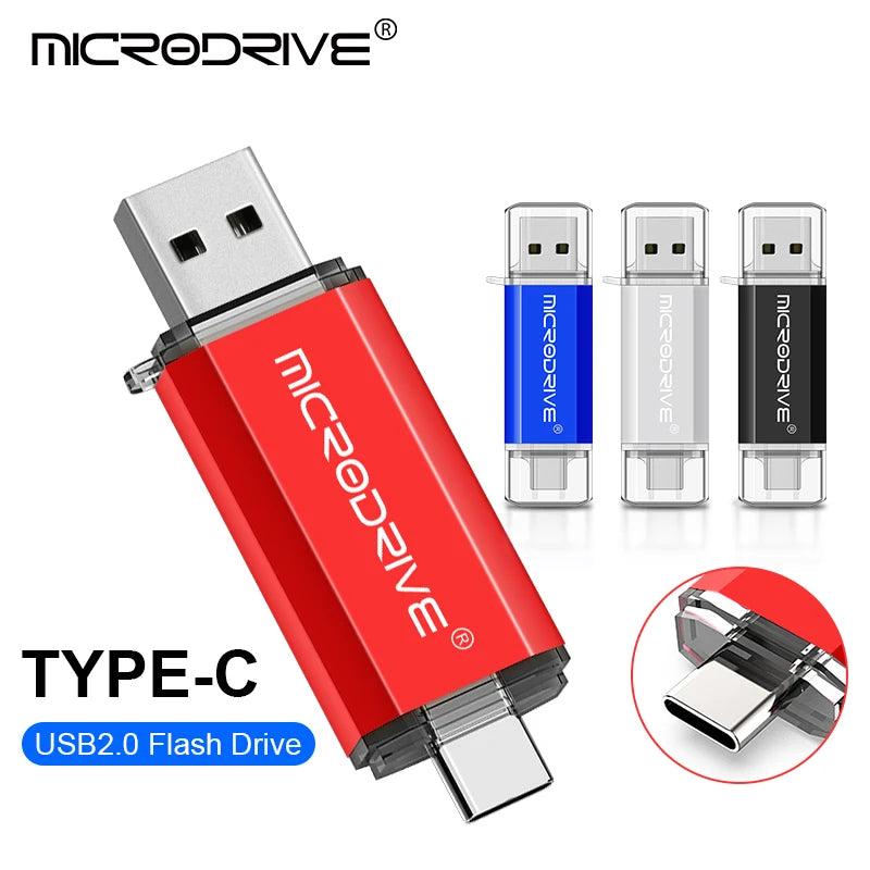 Type C USB Flash Drive OTG 2 in 1 USB 2.0 Micro USB Pen Drive 128GB 64GB 32GB 16GB 8GB 4GB Pendrive Flash Drive