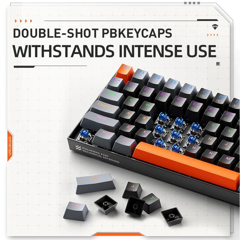 Machenike K500A-B84 Mechanical Keyboard 75% TKL Hot-Swappable Wired Gaming Keyboard 6-Color Backlit 84 Keys for PC Gamers Laptop