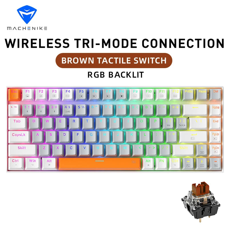 Machenike K500A-B84 Mechanical Keyboard 75% TKL Hot-Swappable Wired Gaming Keyboard 6-Color Backlit 84 Keys for PC Gamers Laptop